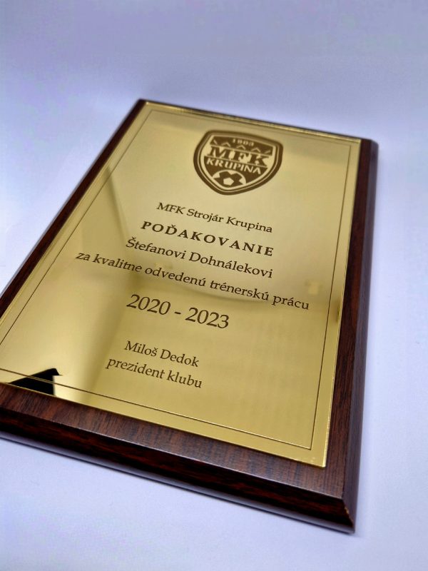 Ďakovná plaketa (typ 1)